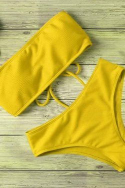 Y2K Aesthetic High Waist Bikini Set - Coquette Style Strapless Swimwear