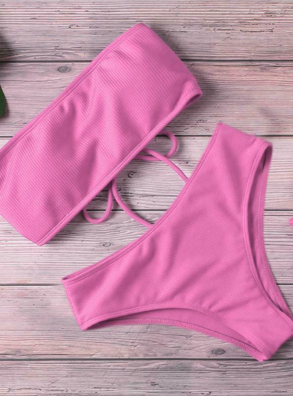 Y2K Aesthetic High Waist Bikini Set - Coquette Style Strapless Swimwear Y2K Aesthetic High Waist Bikini Set - Coquette Style Strapless Swimwear