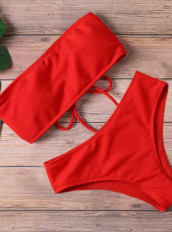 Y2K Aesthetic High Waist Bikini Set - Coquette Style Strapless Swimwear Y2K Aesthetic High Waist Bikini Set - Coquette Style Strapless Swimwear