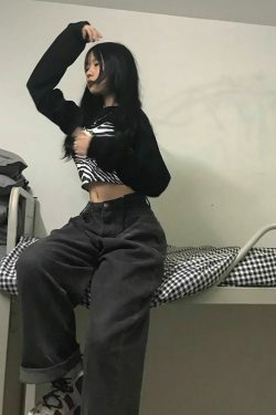 Y2K Aesthetic High Waist Black Pants for Women - Coquette Style Grunge Fashion Outfit