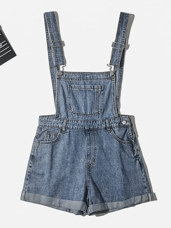 Y2K Aesthetic High Waist Denim Overall Shorts - Vintage Style for Women's Fashion