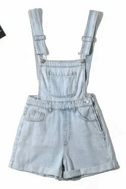 Y2K Aesthetic High Waist Denim Overall Shorts - Vintage Style for Women's Fashion