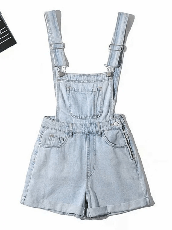 Y2K Aesthetic High Waist Denim Overall Shorts - Vintage Style for Women's Fashion