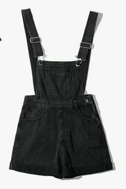 Y2K Aesthetic High Waist Denim Overall Shorts - Vintage Style for Women's Fashion
