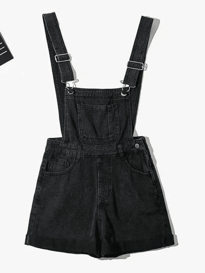 Y2K Aesthetic High Waist Denim Overall Shorts - Vintage Style for Women's Fashion