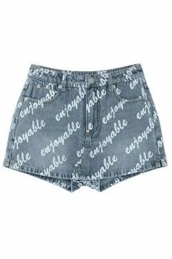 Y2K Aesthetic High Waist Denim Skirt with Letter Print