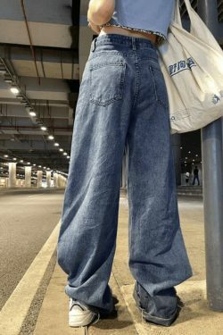 Y2K Aesthetic High Waist Ripped Jeans - Coquette Grunge & Pastel Goth Style