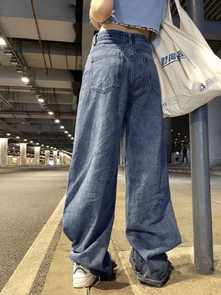 Y2K Aesthetic High Waist Ripped Jeans - Coquette Grunge & Pastel Goth Style Y2K Aesthetic High Waist Ripped Jeans - Coquette Grunge & Pastel Goth Style