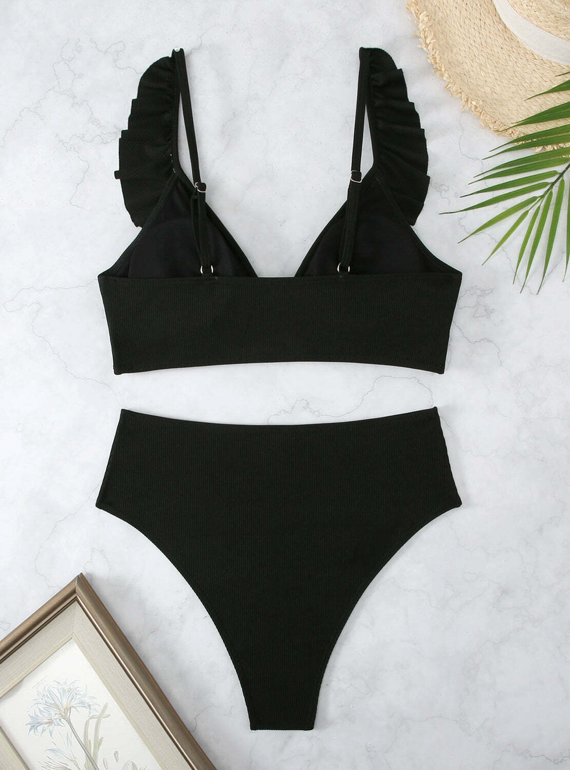 Y2K Aesthetic High Waist Ruffled Striped Swimsuit for Niche Women Fashion Y2K Aesthetic High Waist Ruffled Striped Swimsuit for Niche Women Fashion