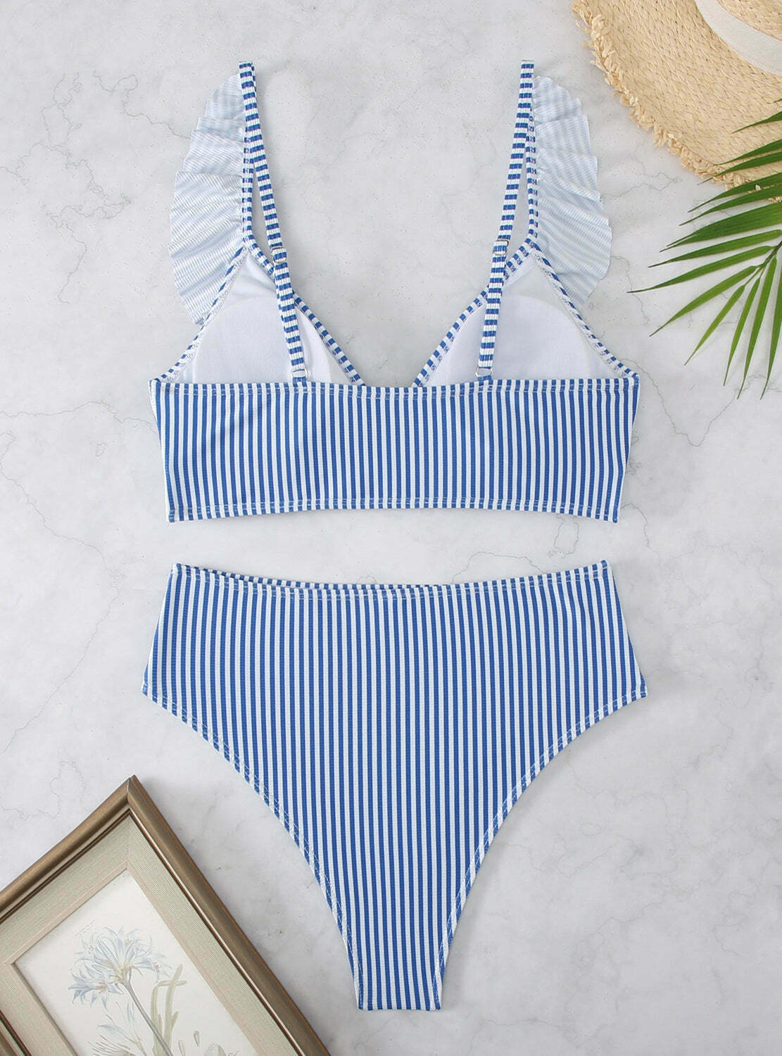 Y2K Aesthetic High Waist Ruffled Striped Swimsuit for Niche Women Fashion Y2K Aesthetic High Waist Ruffled Striped Swimsuit for Niche Women Fashion