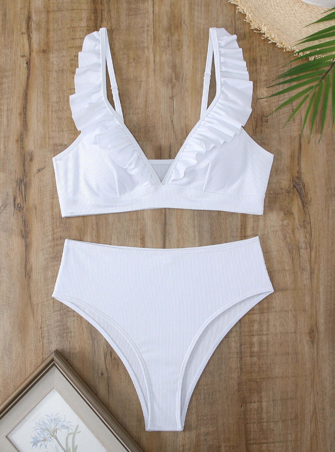 Y2K Aesthetic High Waist Ruffled Striped Swimsuit for Niche Women Fashion Y2K Aesthetic High Waist Ruffled Striped Swimsuit for Niche Women Fashion