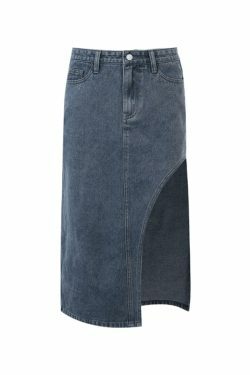 Y2K Aesthetic High Waist Slit Denim Skirt - Coquette & Grunge Style Women's Fashion