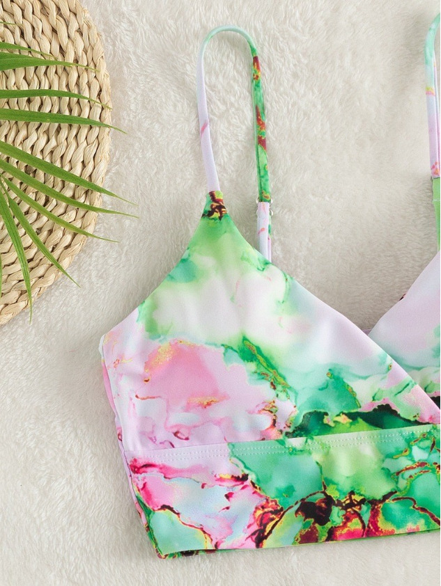 Y2K Aesthetic High Waist Split Swimsuit with Multi-Color Print - Coquette Fashion for Women Y2K Aesthetic High Waist Split Swimsuit with Multi-Color Print - Coquette Fashion for Women