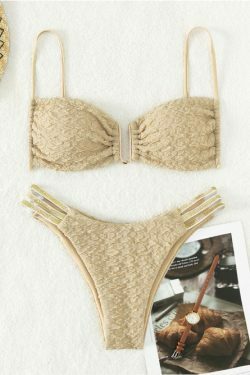 Y2K Aesthetic High Waist Triangle Bikini in New Solid Color Fabric - Niche Women Fashion