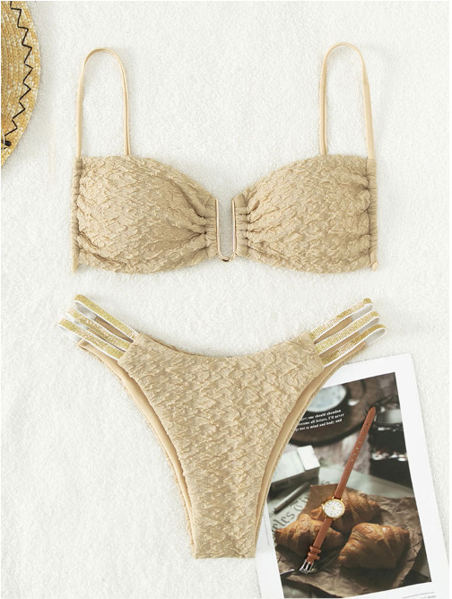 Y2K Aesthetic High Waist Triangle Bikini in New Solid Color Fabric - Niche Women Fashion Y2K Aesthetic High Waist Triangle Bikini in New Solid Color Fabric - Niche Women Fashion