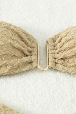 Y2K Aesthetic High Waist Triangle Bikini in New Solid Color Fabric - Niche Women Fashion