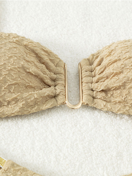 Y2K Aesthetic High Waist Triangle Bikini in New Solid Color Fabric - Niche Women Fashion Y2K Aesthetic High Waist Triangle Bikini in New Solid Color Fabric - Niche Women Fashion