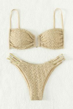 Y2K Aesthetic High Waist Triangle Bikini in New Solid Color Fabric - Niche Women Fashion