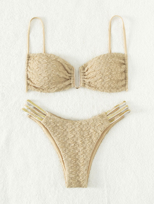 Y2K Aesthetic High Waist Triangle Bikini in New Solid Color Fabric - Niche Women Fashion Y2K Aesthetic High Waist Triangle Bikini in New Solid Color Fabric - Niche Women Fashion