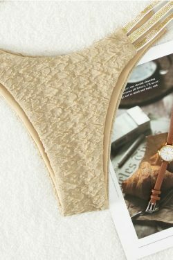 Y2K Aesthetic High Waist Triangle Bikini in New Solid Color Fabric - Niche Women Fashion