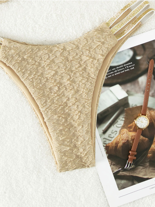 Y2K Aesthetic High Waist Triangle Bikini in New Solid Color Fabric - Niche Women Fashion Y2K Aesthetic High Waist Triangle Bikini in New Solid Color Fabric - Niche Women Fashion