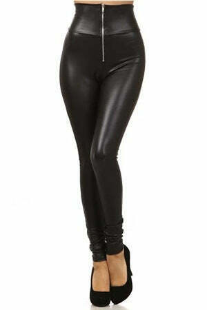 Y2K Aesthetic High Waist Zipper PU Leather Pants for Women - Coquette Style Grunge Fashion