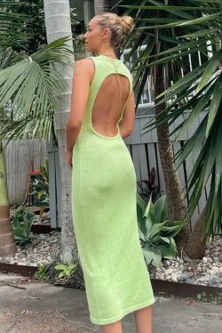 Y2K Aesthetic Holiday Backless Bodycon Dress - Coquette Grunge Fashion & Pastel Goth Vibes