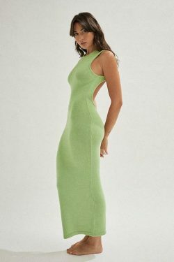 Y2K Aesthetic Holiday Backless Bodycon Dress - Coquette Grunge Fashion & Pastel Goth Vibes