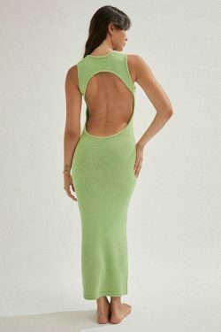 Y2K Aesthetic Holiday Backless Bodycon Dress - Coquette Grunge Fashion & Pastel Goth Vibes