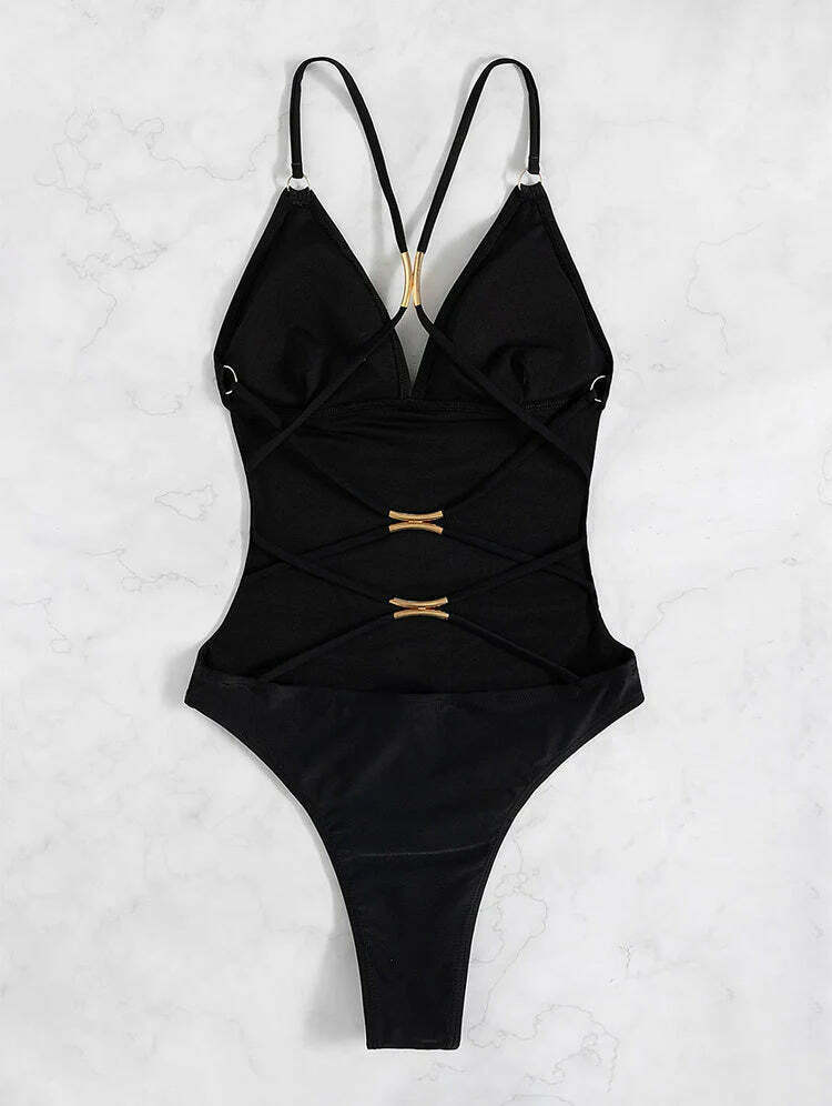 Y2K Aesthetic Hollow Backless Bikini - Coquette Style Grunge Fashion for Women Y2K Aesthetic Hollow Backless Bikini - Coquette Style Grunge Fashion for Women