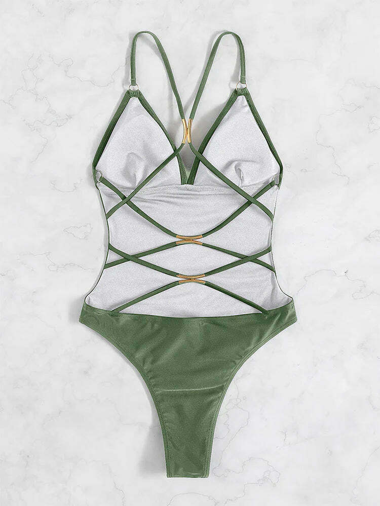 Y2K Aesthetic Hollow Backless Bikini - Coquette Style Grunge Fashion for Women Y2K Aesthetic Hollow Backless Bikini - Coquette Style Grunge Fashion for Women