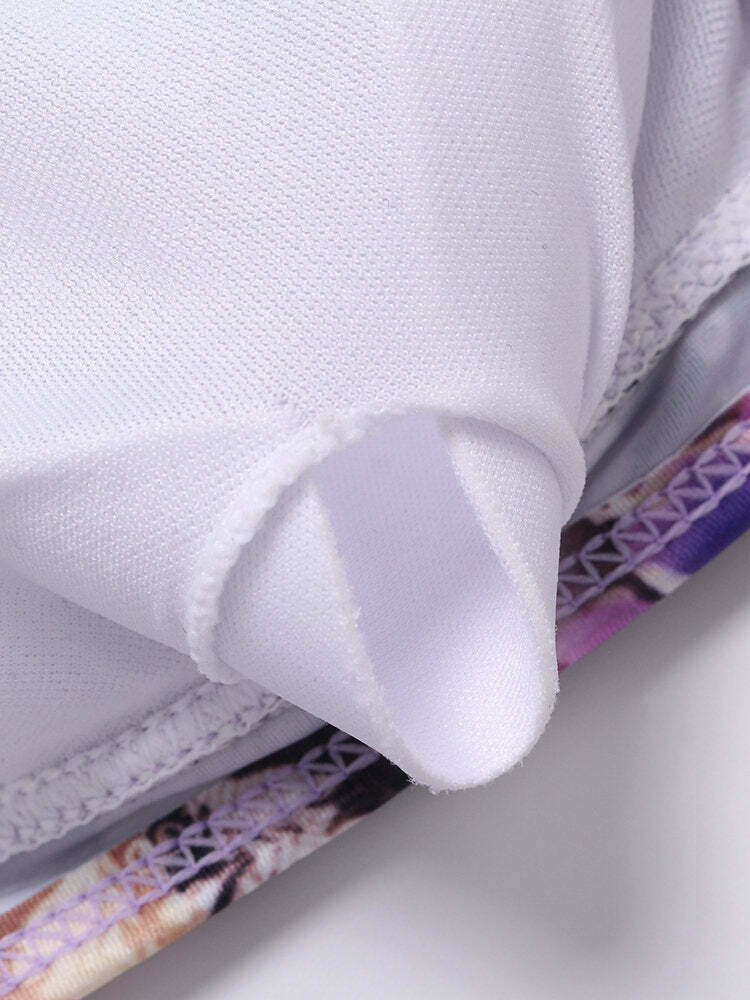 Y2K Aesthetic Hollow Printed Criss Cross Back Bikini Sets - Women's Fashion Swimwear Y2K Aesthetic Hollow Printed Criss Cross Back Bikini Sets - Women's Fashion Swimwear