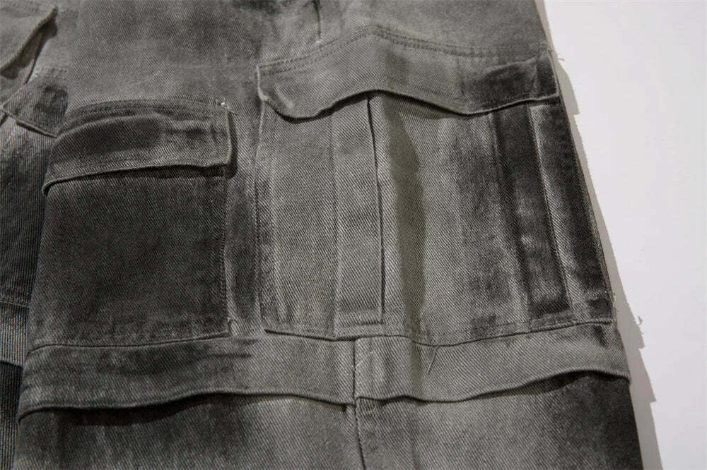 Y2K Aesthetic Industrial Wash Baggy Cargo Jeans - Vintage-inspired Coquette Style Women's Fashion Y2K Aesthetic Industrial Wash Baggy Cargo Jeans - Vintage-inspired Coquette Style Women's Fashion