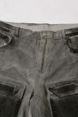 Y2K Aesthetic Industrial Wash Baggy Cargo Jeans - Vintage-inspired Coquette Style Women's Fashion