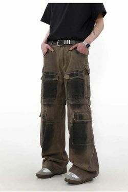 Y2K Aesthetic Industrial Wash Baggy Cargo Jeans - Vintage-inspired Coquette Style Women's Fashion