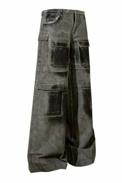 Y2K Aesthetic Industrial Wash Baggy Cargo Jeans - Vintage-inspired Coquette Style Women's Fashion