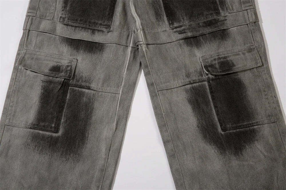 Y2K Aesthetic Industrial Wash Baggy Cargo Jeans - Vintage-inspired Coquette Style Women's Fashion Y2K Aesthetic Industrial Wash Baggy Cargo Jeans - Vintage-inspired Coquette Style Women's Fashion