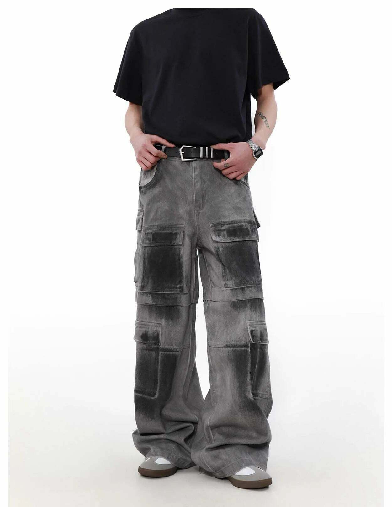 Y2K Aesthetic Industrial Wash Baggy Cargo Jeans - Vintage-inspired Coquette Style Women's Fashion Y2K Aesthetic Industrial Wash Baggy Cargo Jeans - Vintage-inspired Coquette Style Women's Fashion