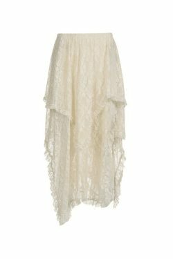 Y2K Aesthetic Irregular Lace Ruffle Skirt for Women - Coquette & Grunge Style Fashion