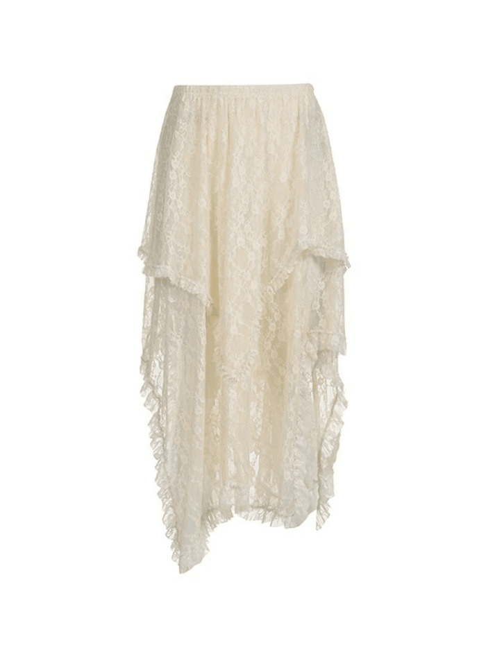 Y2K Aesthetic Irregular Lace Ruffle Skirt for Women - Coquette & Grunge Style Fashion