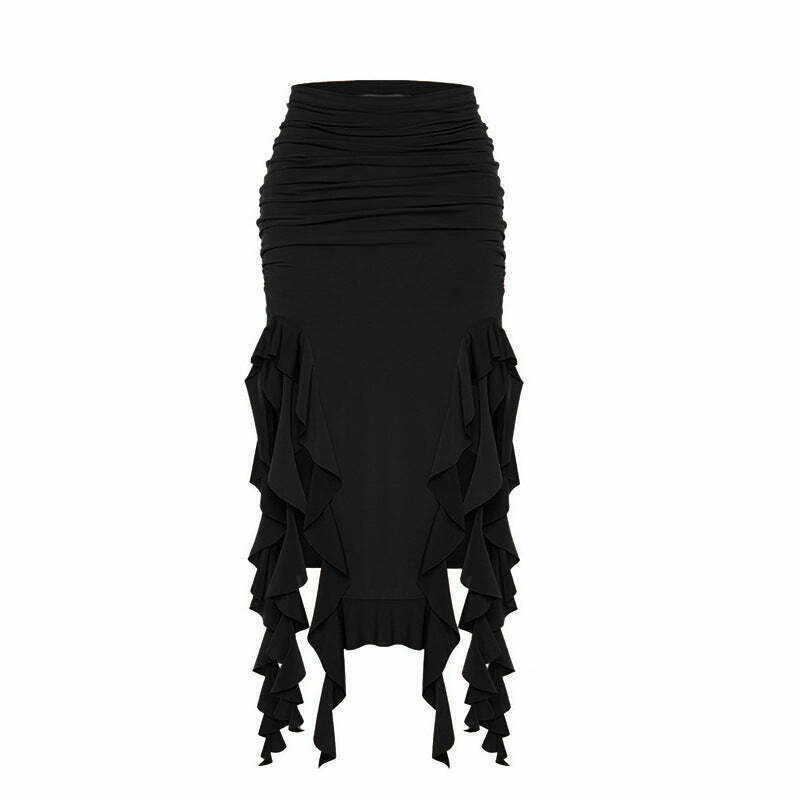 Y2K Aesthetic Jellyfish Lace Long Skirt for Women - Coquette & Grunge Style Fashion Statement