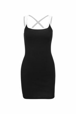 Y2K Aesthetic Knit Mini Dress with Contrast Colors