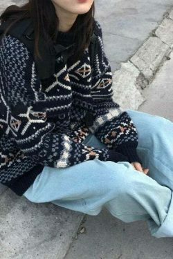 Y2K Aesthetic Knitted Retro Vintage Sweater for Women - Coquette & Grunge Style Fashion