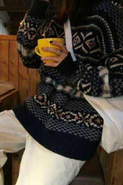 Y2K Aesthetic Knitted Retro Vintage Sweater for Women - Coquette & Grunge Style Fashion