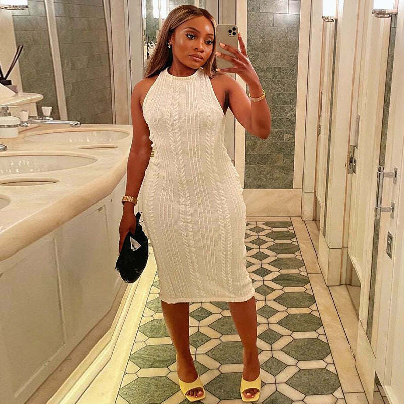 Y2K Aesthetic Knitted Sleeveless Dress - Coquette Style Women's Fashion Y2K Aesthetic Knitted Sleeveless Dress - Coquette Style Women's Fashion