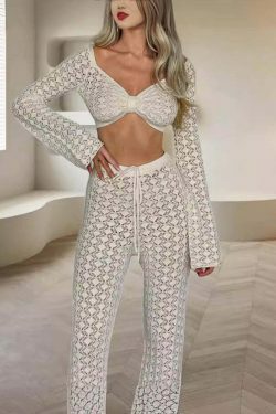 Y2K Aesthetic Knitted Tube Top Suit for Women - Coquette & Grunge Style Outfit