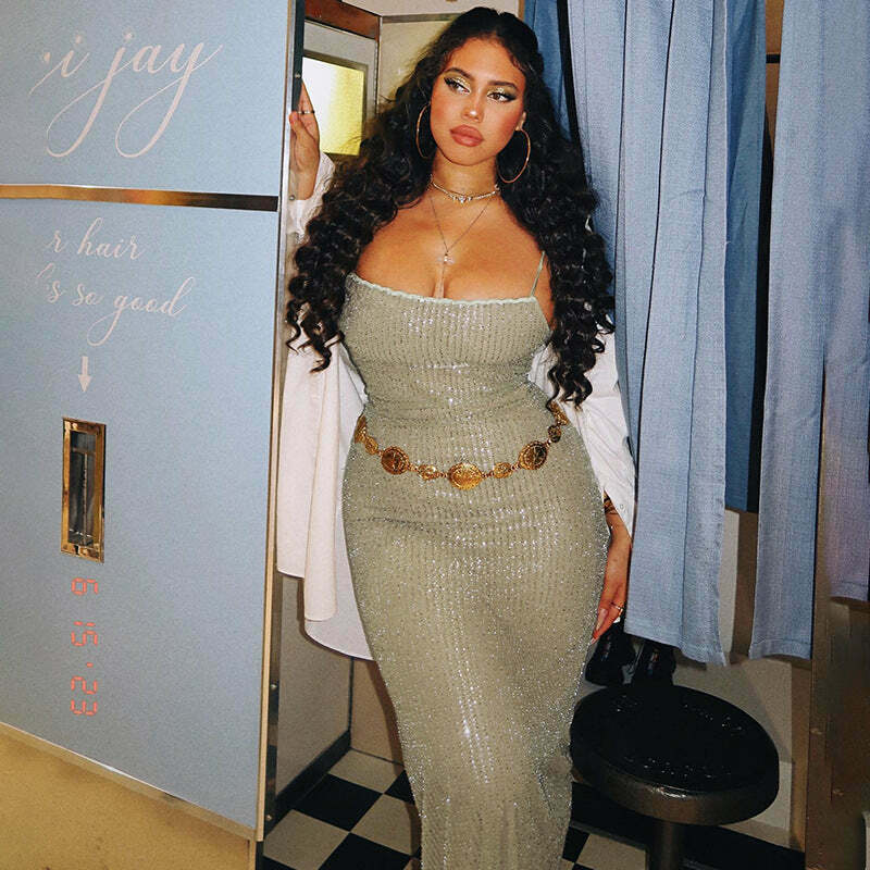 Y2K Aesthetic Knitted Tube Top Suspender Maxi Dress - Coquette Style for Women's Fashion Y2K Aesthetic Knitted Tube Top Suspender Maxi Dress - Coquette Style for Women's Fashion