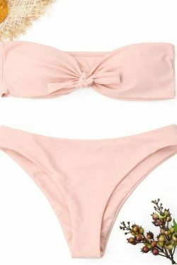 Y2K Aesthetic Knot Bandeau Bikini Set - Trendy Women's Fashion