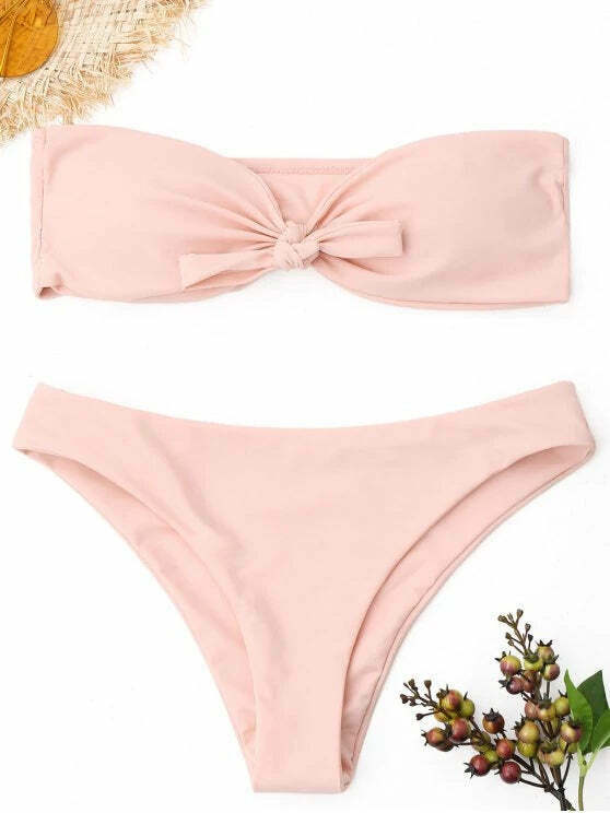Y2K Aesthetic Knot Bandeau Bikini Set - Trendy Women's Fashion Y2K Aesthetic Knot Bandeau Bikini Set - Trendy Women's Fashion