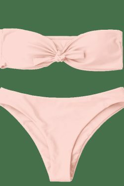 Y2K Aesthetic Knot Bandeau Bikini Set - Trendy Women's Fashion